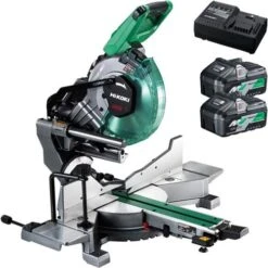 Hikoki C3610DRAJAZ 36V Multi-Volt 255mm Brushless Dual-bevel Sliding Mitre Saw (2x 4Ah Multi-Volt Batteries, Rapid Charger & Dust Bag)