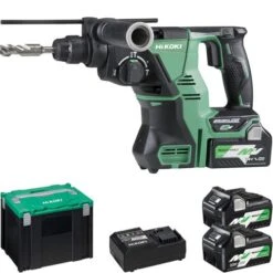 Hikoki DH36DPAJSZ 36V Multi-Volt 3.9J 28mm 3-mode Brushless SDS-Plus Hammer Drill (3x 2.5Ah Multi-Volt Batteries, Rapid Charger & HSC Case)