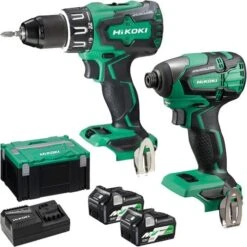 Hikoki KC18DBFL2JDZ 18V Brushless Twin Pack (DV18DBFL2 Combi Drill, WH18DBFL2 Impact Driver, 2x 5Ah Multi-Volt Batteries, Charger & HSC Case)