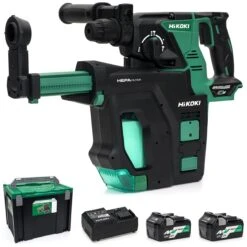 HiKOKI DH36DPB/JKZ MultiVolt Cordless Rotary Hammer Drill - 18-36V (With Dust Collector) With 2x5Ah Batteries - DH36DPB/JKZ